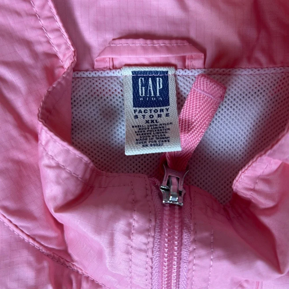 Gap Kids Windbreaker Jacket Girls‎ XXL Pink Full Zip Ripstop Mesh Lined